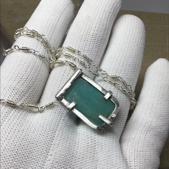 Adorable amazonite pendant , dainty sterling chain - Picture 7 of 8